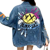 Jeansjacke mit Vintage-Rückenprint